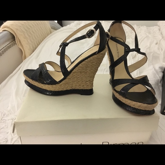 Alexander Birman Black Snakeskin Espedrille Wedge - Picture 2 of 3